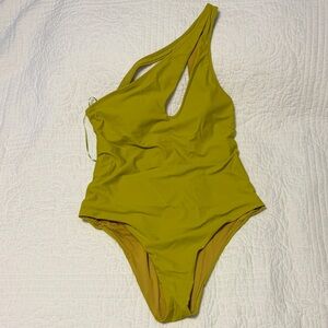 Zara One-Shoulder Yellow One-Piece Swimsuit